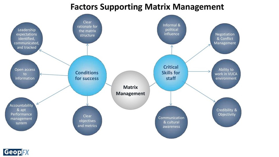 Factors supporting Matrix Organizational structure