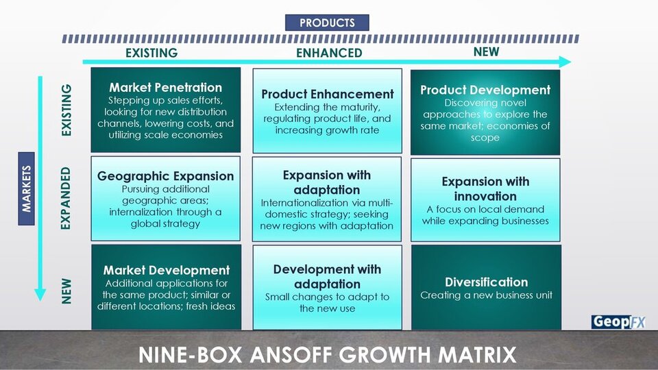 Nine-box Ansoff Growth Matrix